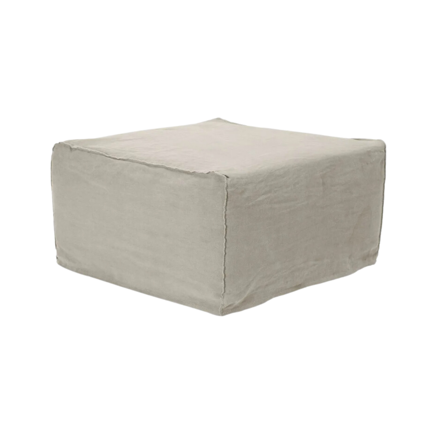 Havre Linen Slipcover Ottoman - 100cm