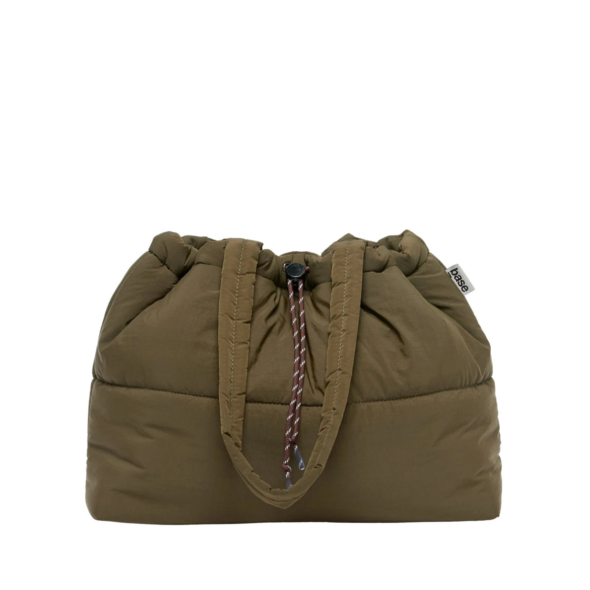 Scrunch Base Puffer Tote | Khaki/Chocolate