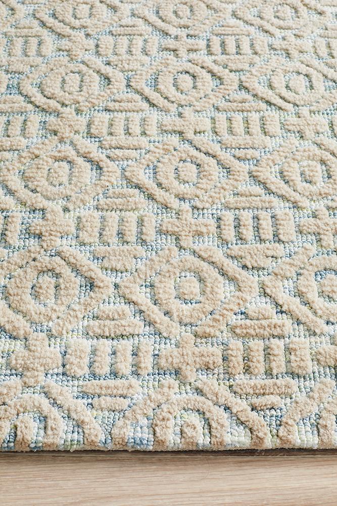 Rustic Casual Tribal Design Lucy Rug - Blue/Green