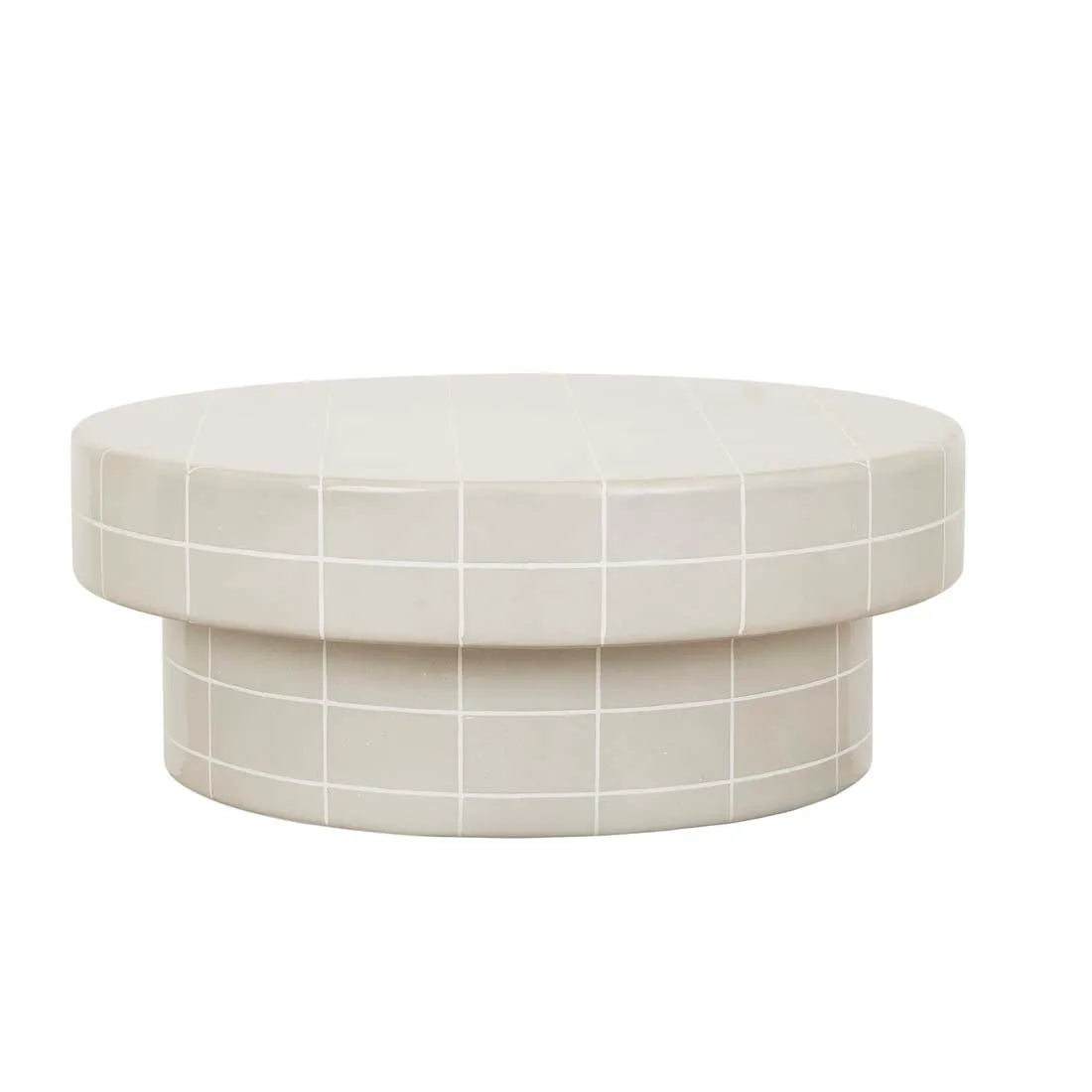 GlobeWest | Seville Tile Round Coffee Table | Pearl White