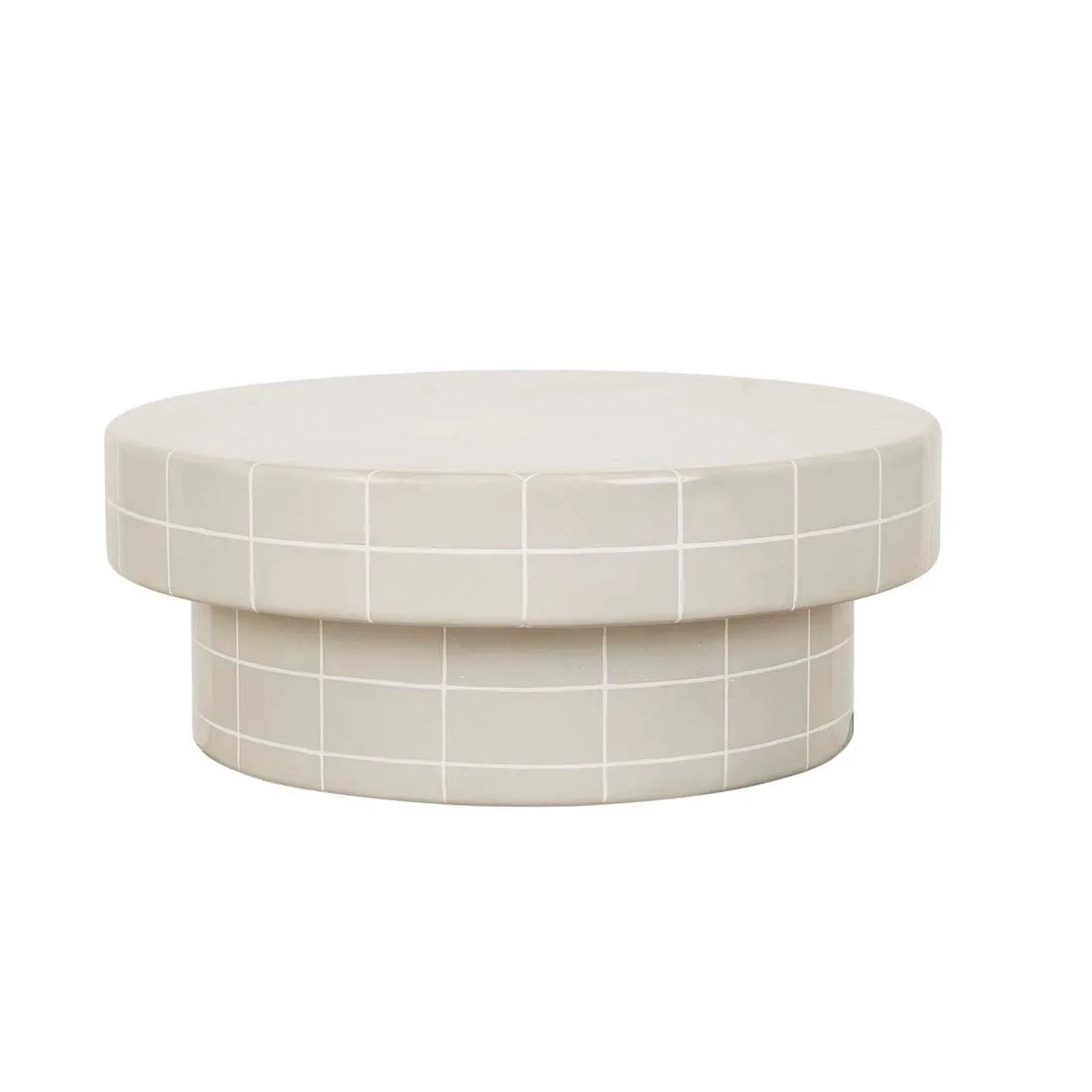 GlobeWest | Seville Tile Round Coffee Table | Pearl White