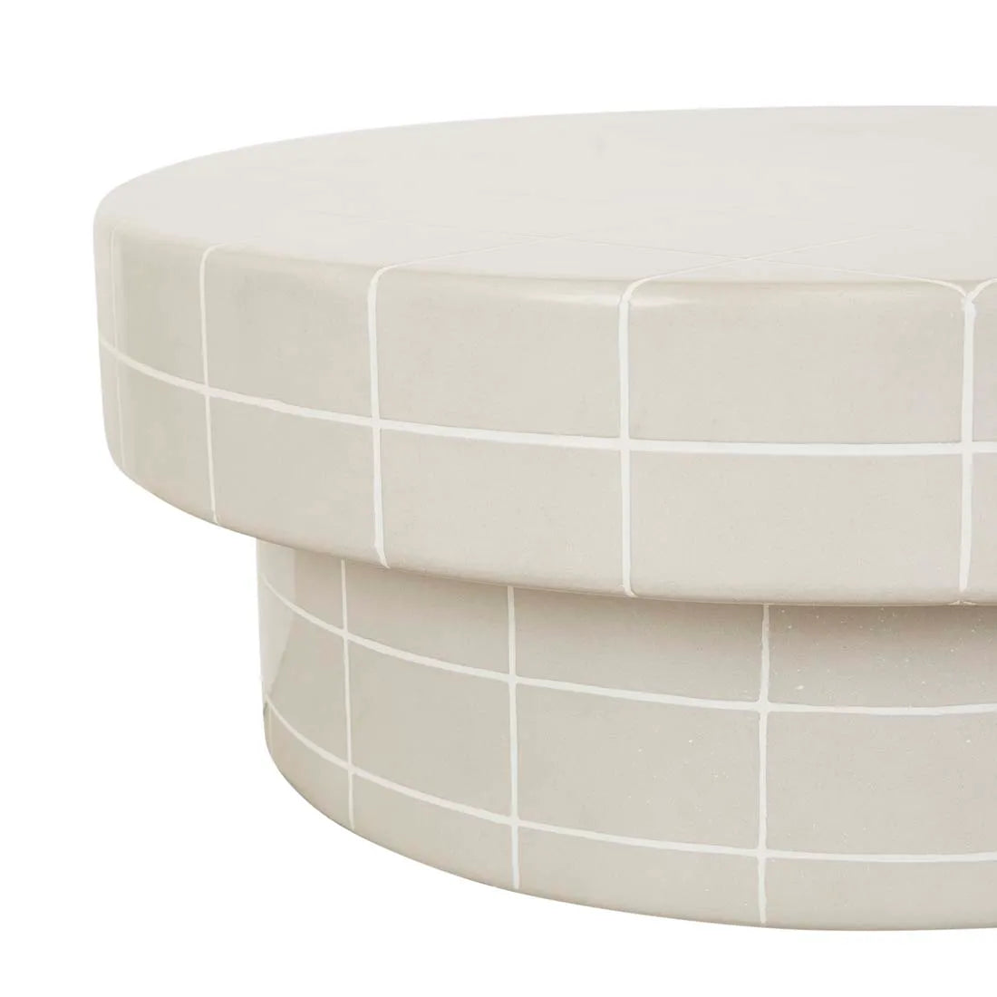 GlobeWest | Seville Tile Round Coffee Table | Pearl White