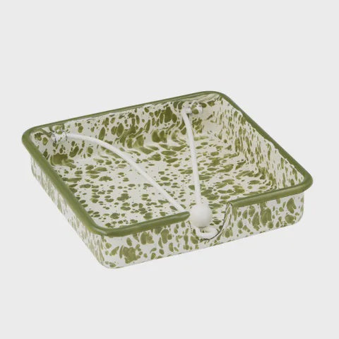Napkin Holder⎮Enamel⎮ Picnic⎮Green+White
