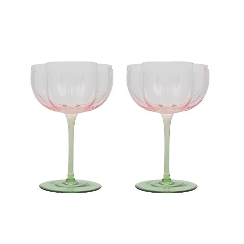 Wine Glass⎮Tulip⎮Pink+Green⎮S2