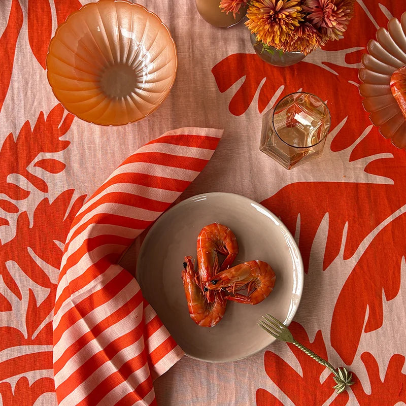 Parfait Napkin Set of 4 | Red & Apricot Stripes