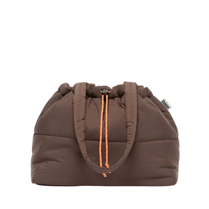 Scrunch Base Puffer Tote | Chocolate/Orange