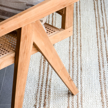 Ossie Rug/Runner | White With Natural Stripe