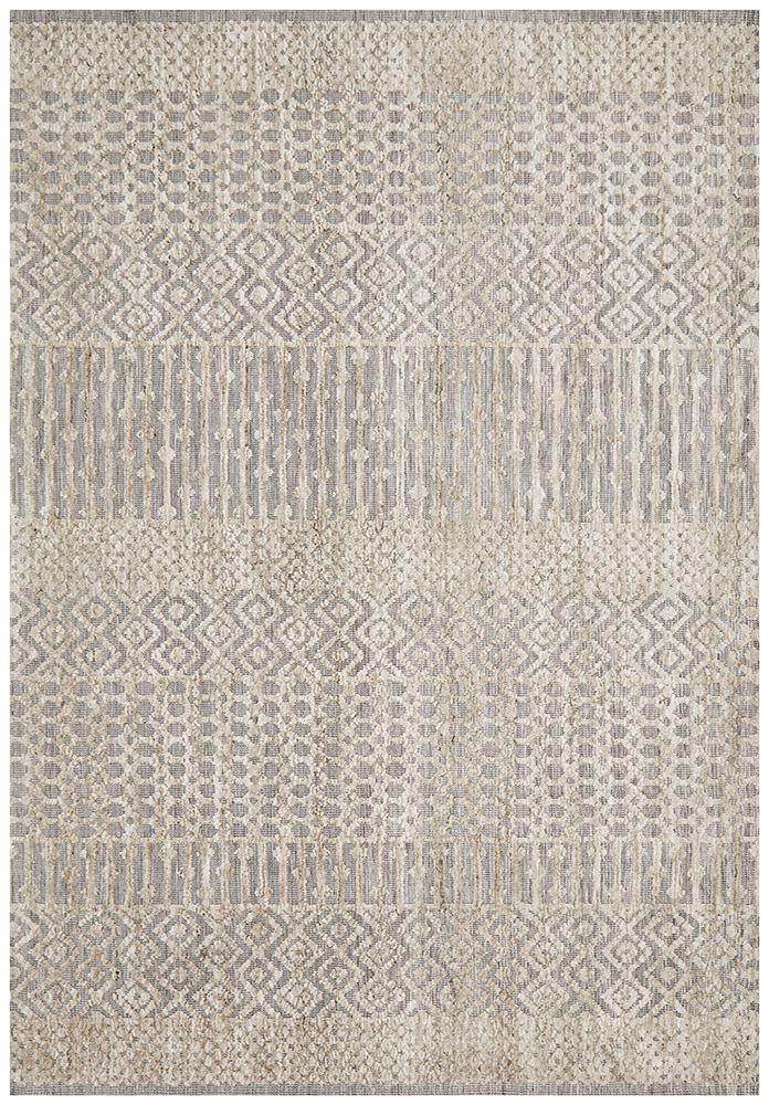 Rustic Casual Tribal Design Sylvia Rug - Natural/Grey