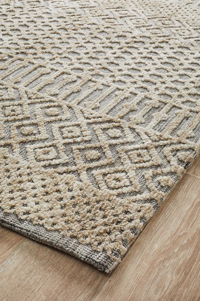 Rustic Casual Tribal Design Sylvia Rug - Natural/Grey