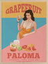 Grapefruit Paloma Poster - Oak Frame