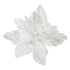 Poinsettia Clip Sheer White Glitter